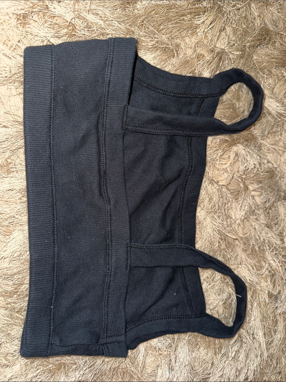 Black Ribbed Cropped Tank Top - Picture 2 of 3